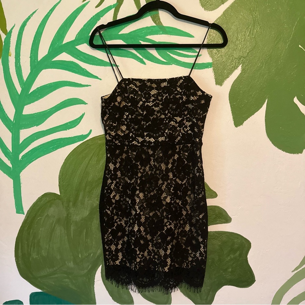 Lulus Black Lace Strapless Sheath Dress